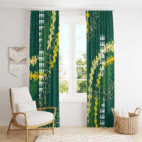 Hawaii Aloha Kakau Window Curtain Green Puakenikeni and Maile Lei Twist LT7 - Polynesian Pride
