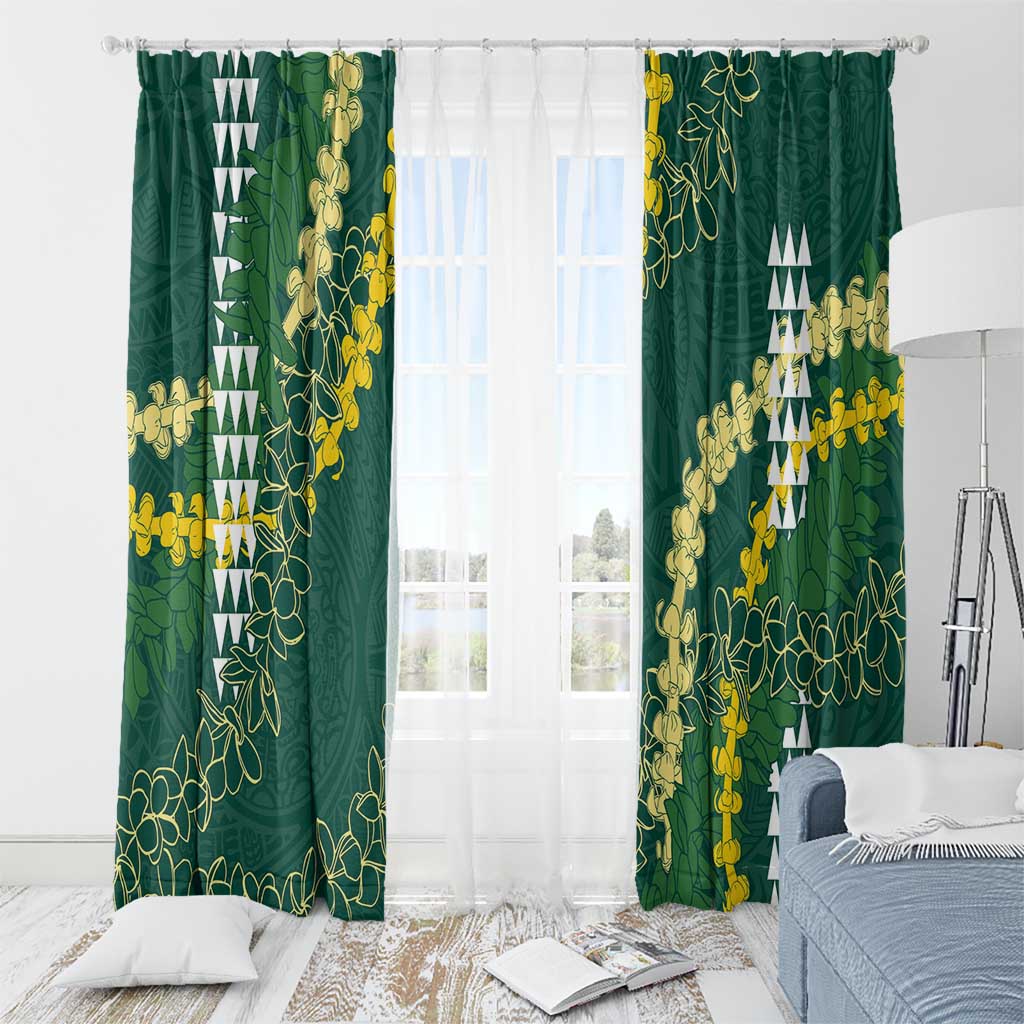 Hawaii Aloha Kakau Window Curtain Green Puakenikeni and Maile Lei Twist LT7 - Polynesian Pride