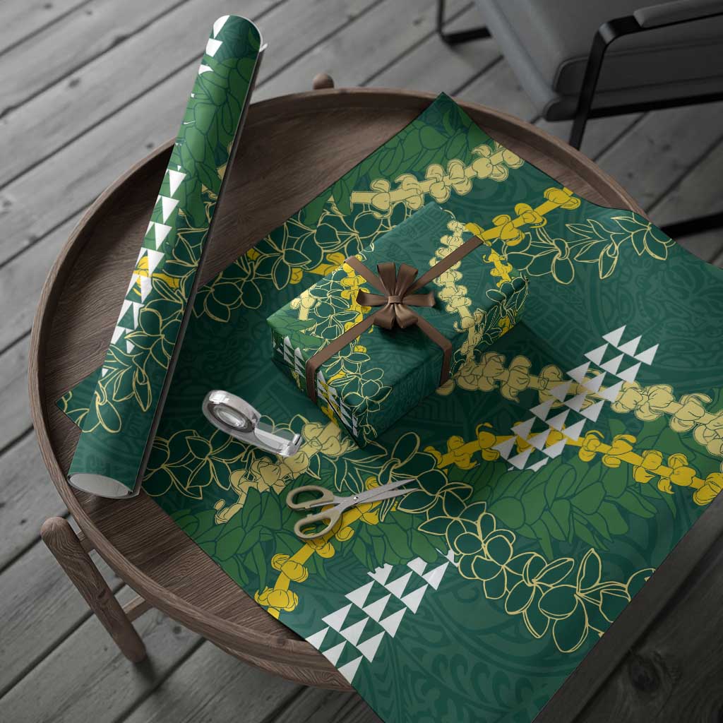 Hawaii Aloha Kakau Wrapping Paper Green Puakenikeni and Maile Lei Twist LT7 - Polynesian Pride