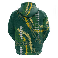 Hawaii Aloha Kakau Zip Hoodie Green Puakenikeni and Maile Lei Twist LT7 - Polynesian Pride