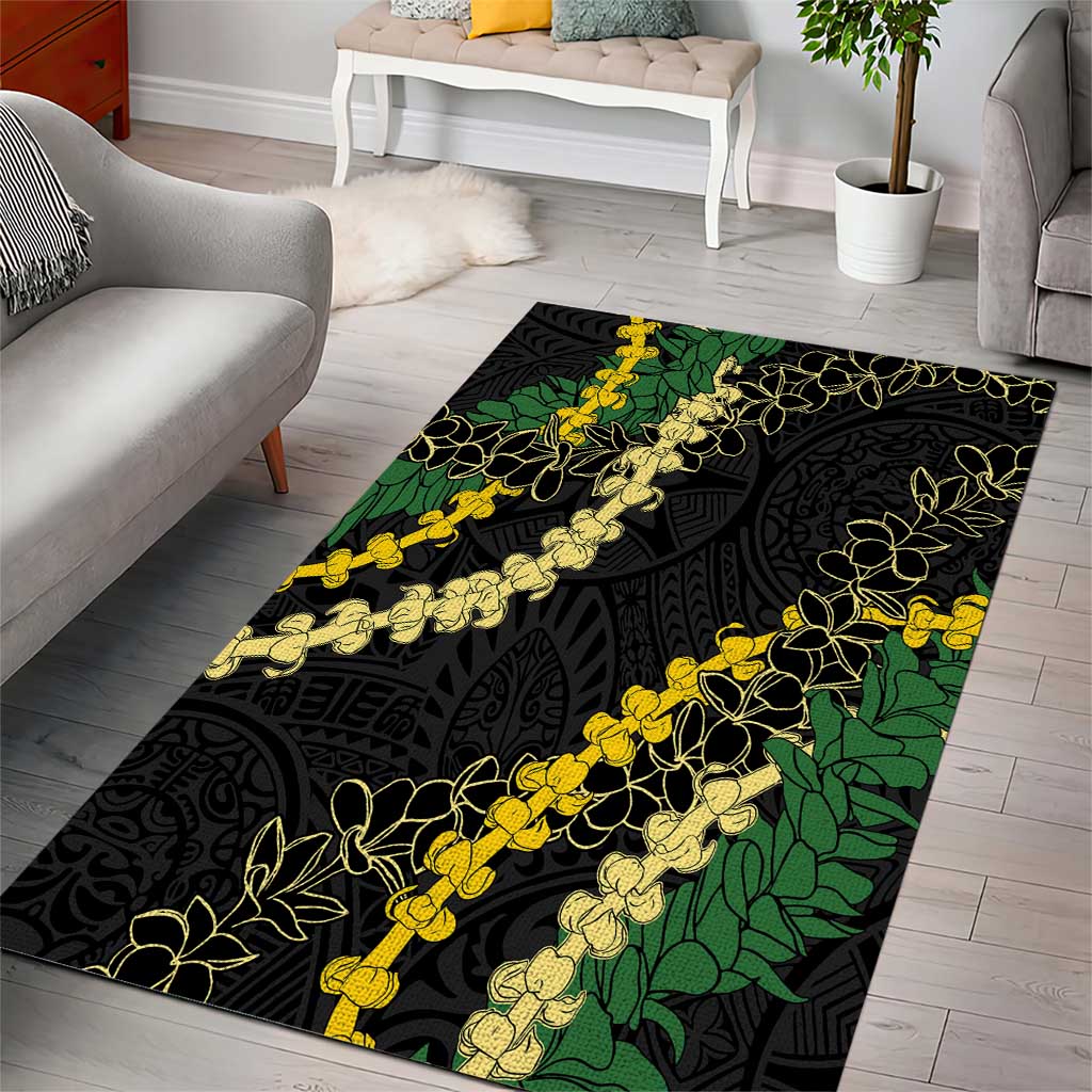 Hawaii Puakenikeni - Maile Lei Area Rug Obsidian Black