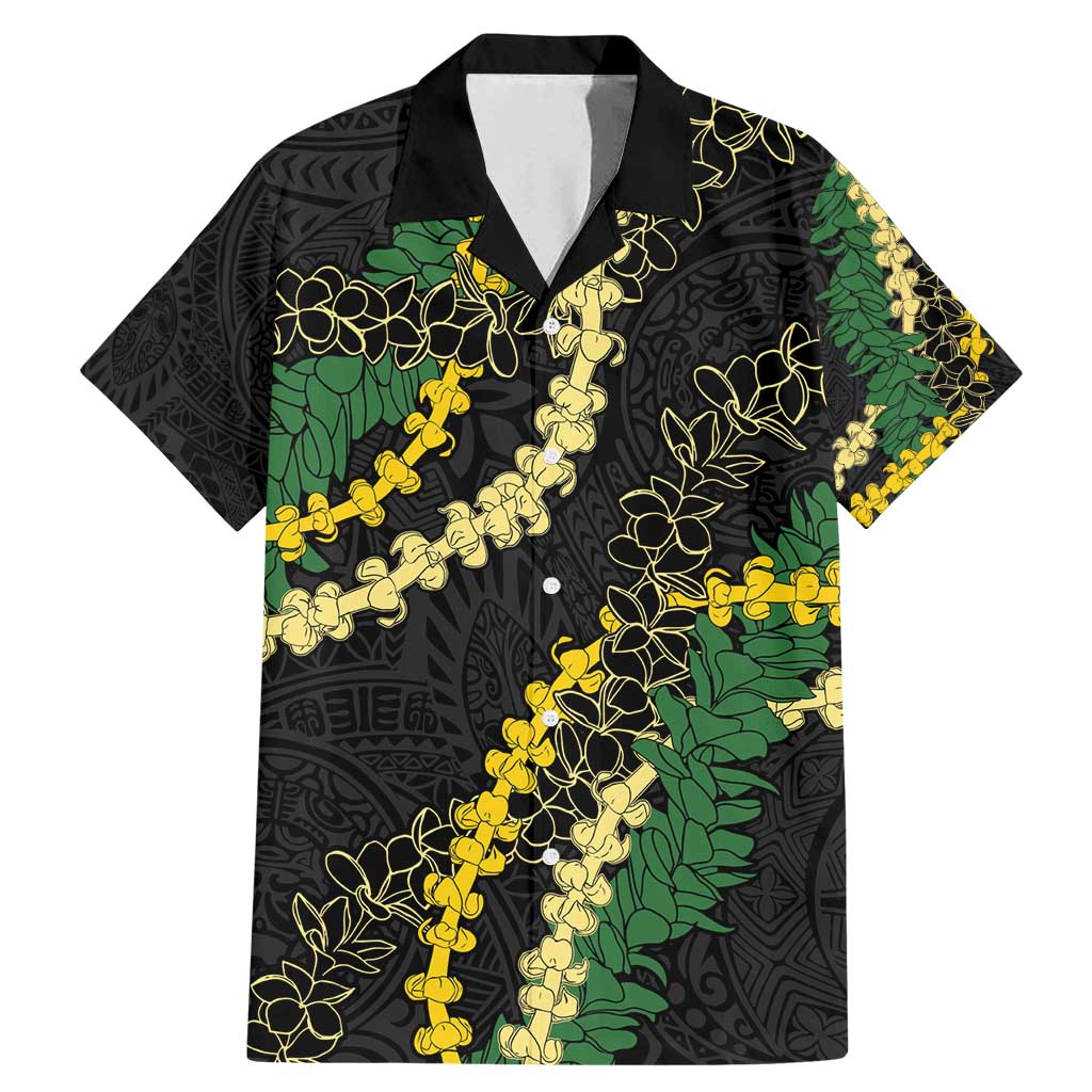 Hawaii Puakenikeni - Maile Lei Family Matching Mermaid Dress and Hawaiian Shirt Obsidian Black