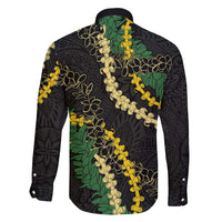 Hawaii Puakenikeni - Maile Lei Family Matching Off Shoulder Maxi Dress and Hawaiian Shirt Obsidian Black