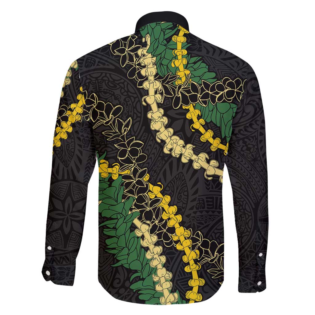 Hawaii Puakenikeni - Maile Lei Family Matching Tank Maxi Dress and Hawaiian Shirt Obsidian Black