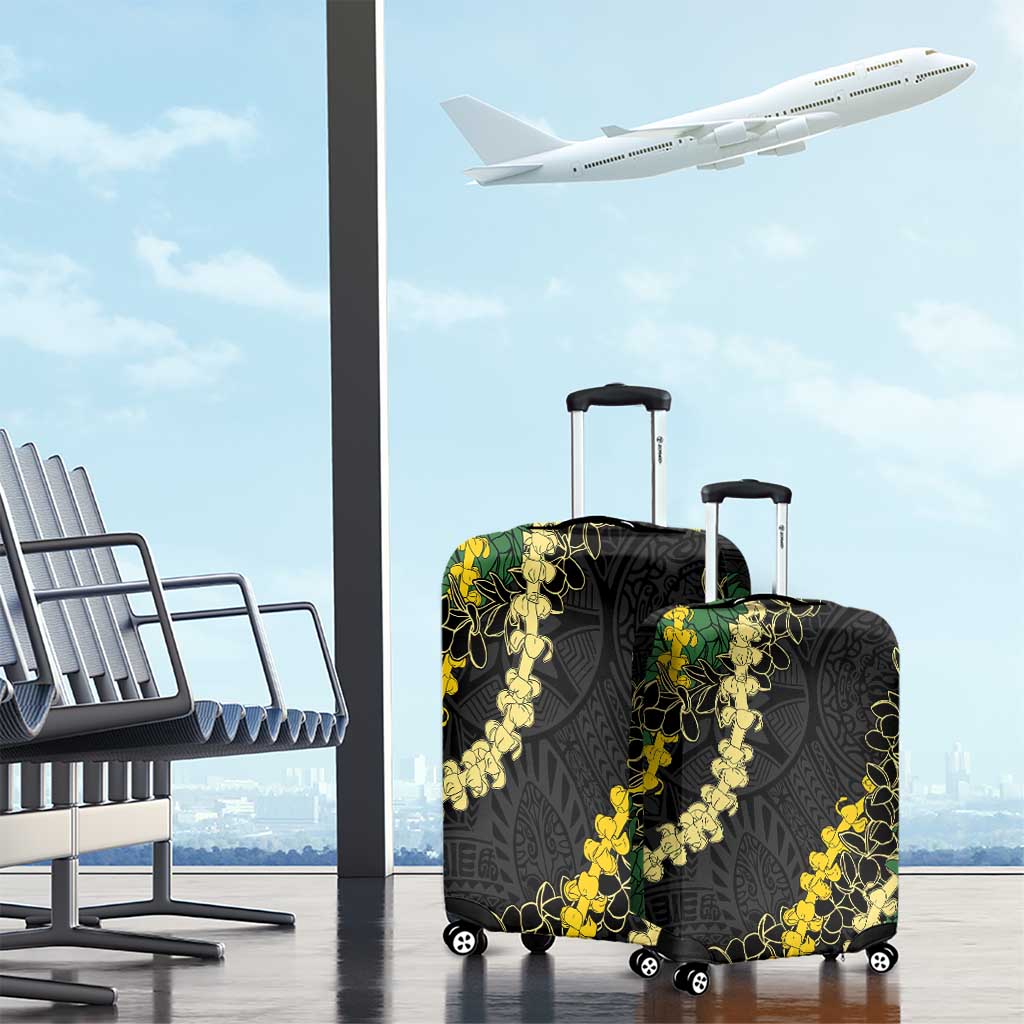 Hawaii Puakenikeni - Maile Lei Luggage Cover Obsidian Black