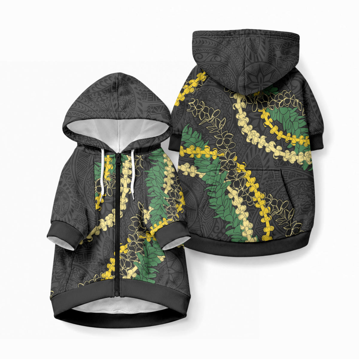 Hawaii Puakenikeni - Maile Lei Pet Hoodie Obsidian Black