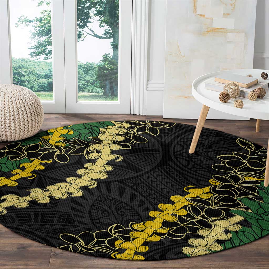 Hawaii Puakenikeni - Maile Lei Round Carpet Obsidian Black LT7 - Polynesian Pride