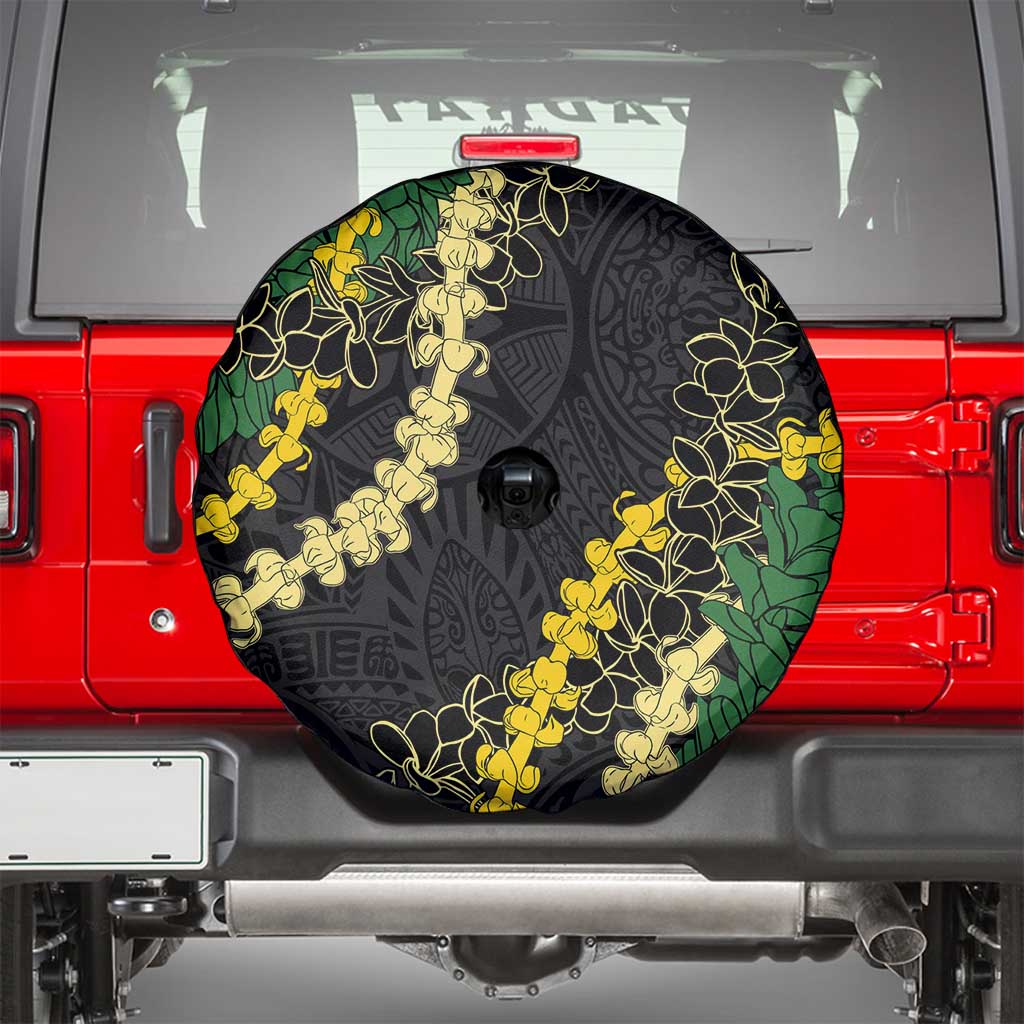 Hawaii Puakenikeni - Maile Lei Spare Tire Cover Obsidian Black