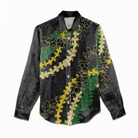 Hawaii Puakenikeni - Maile Lei Women Casual Shirt Obsidian Black