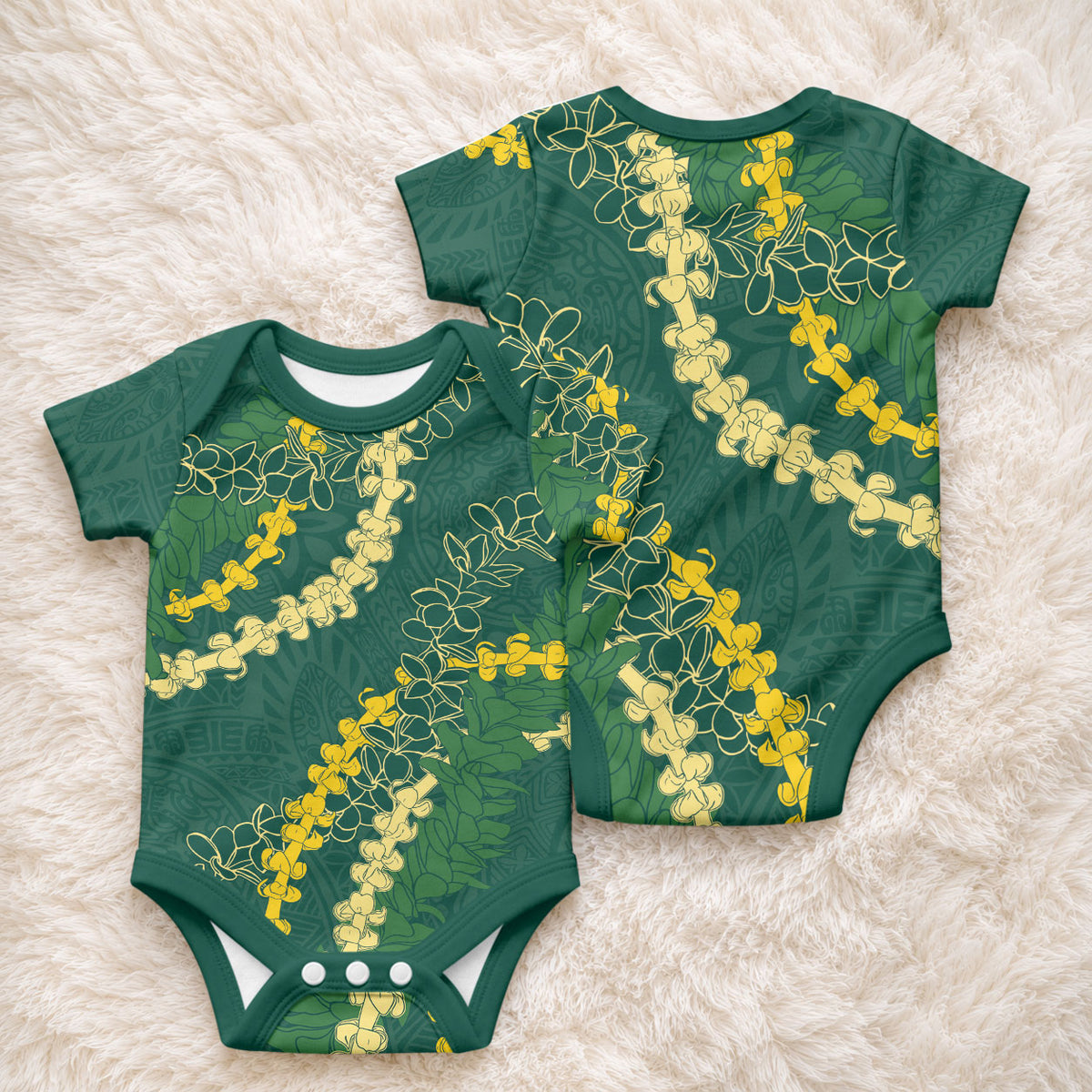 Hawaii Puakenikeni - Maile Lei Baby Onesie Sage Green