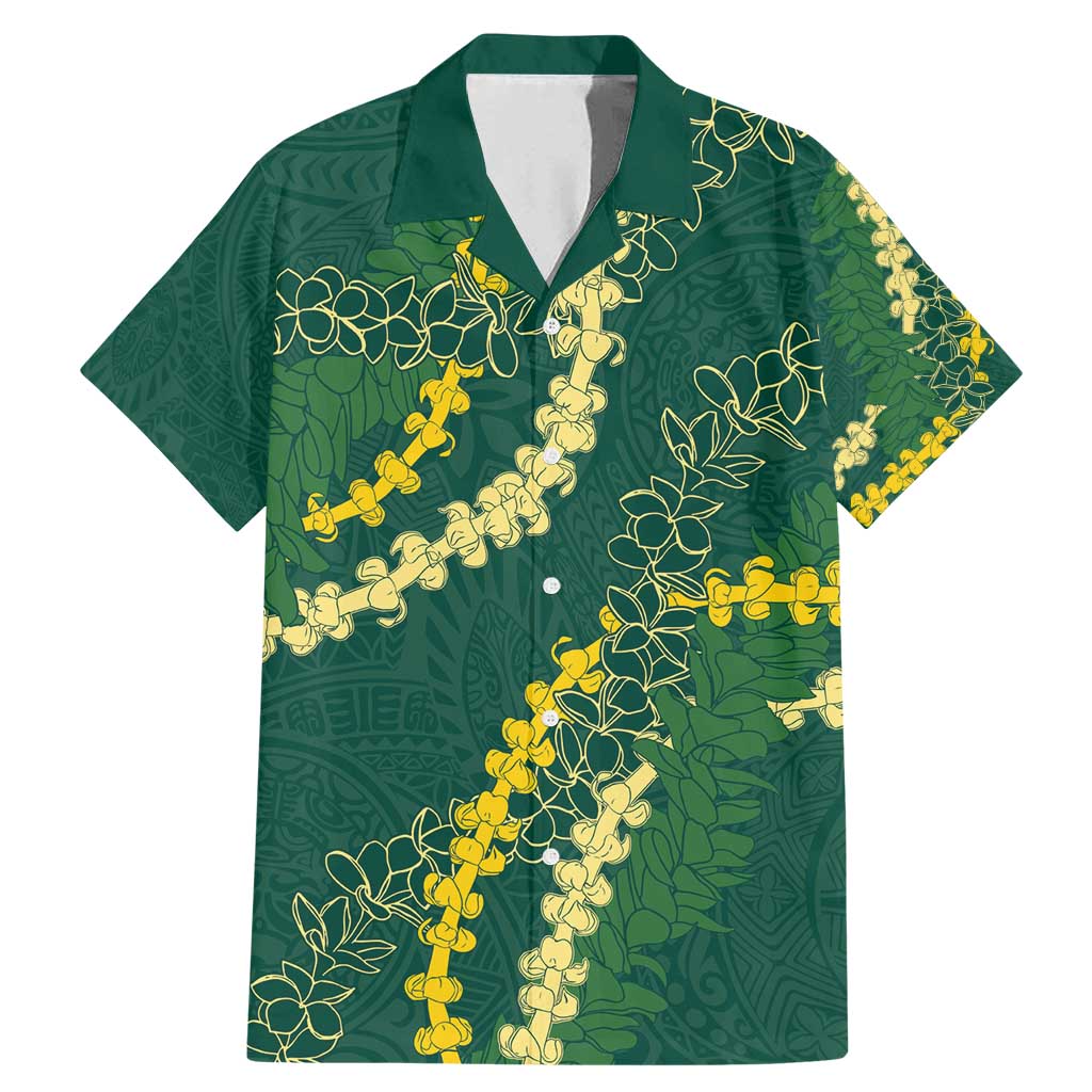 Hawaii Puakenikeni - Maile Lei Family Matching Mermaid Dress and Hawaiian Shirt Sage Green