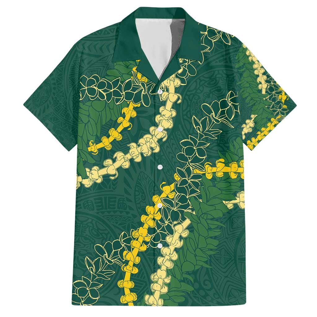Hawaii Puakenikeni - Maile Lei Family Matching Short Sleeve Bodycon Dress and Hawaiian Shirt Sage Green