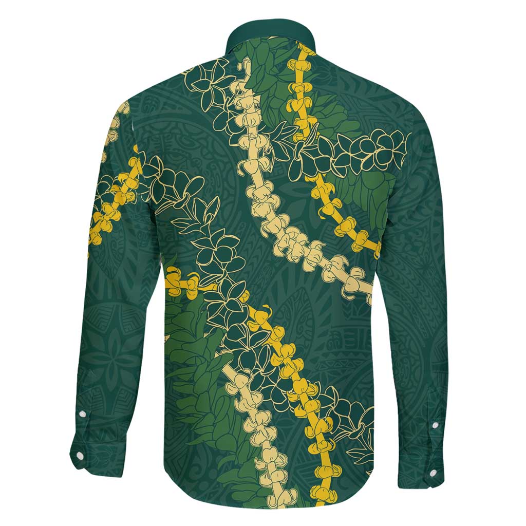 Hawaii Puakenikeni - Maile Lei Family Matching Short Sleeve Bodycon Dress and Hawaiian Shirt Sage Green