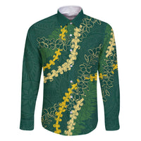 Hawaii Puakenikeni - Maile Lei Family Matching Summer Maxi Dress and Hawaiian Shirt Sage Green