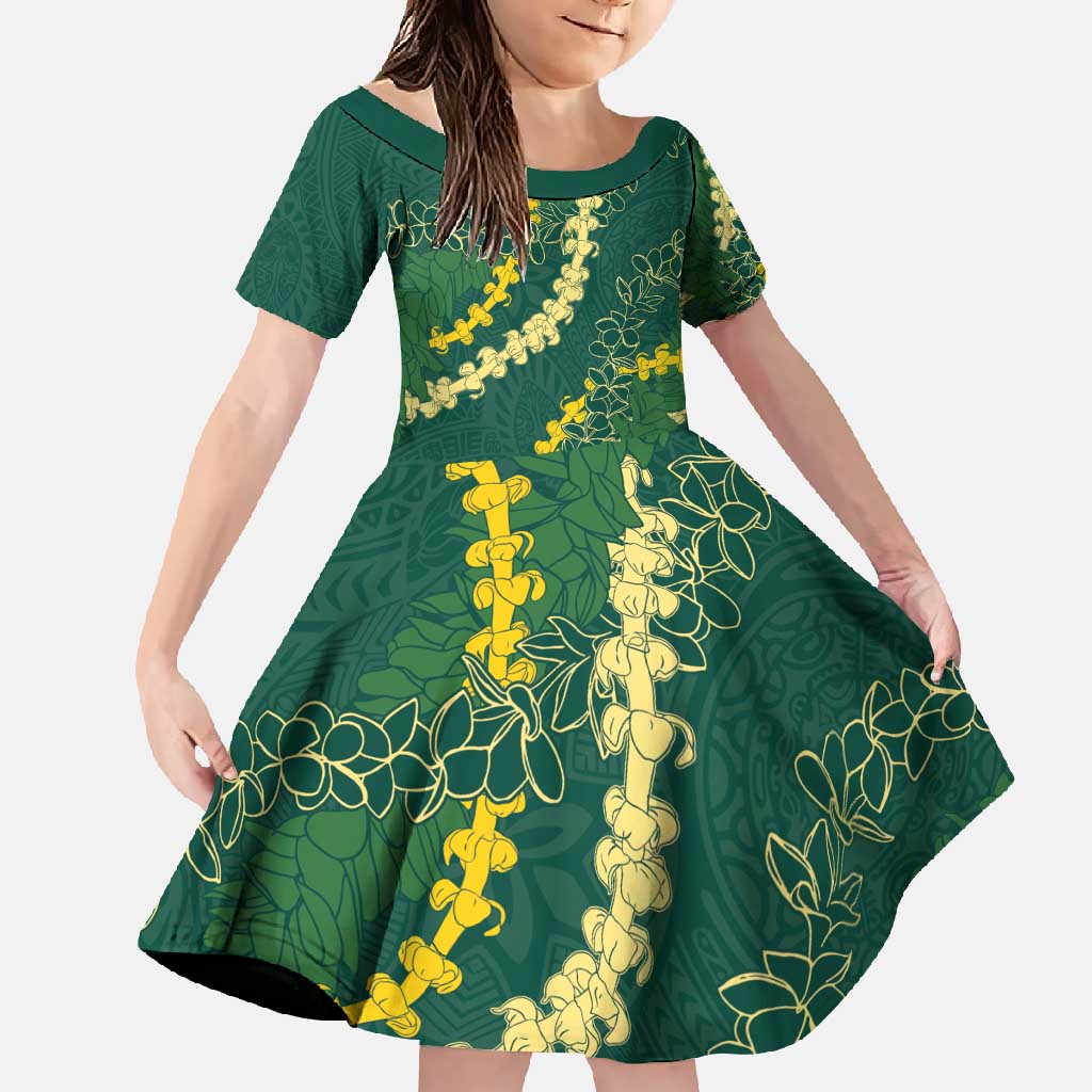 Hawaii Puakenikeni - Maile Lei Family Matching Tank Maxi Dress and Hawaiian Shirt Sage Green