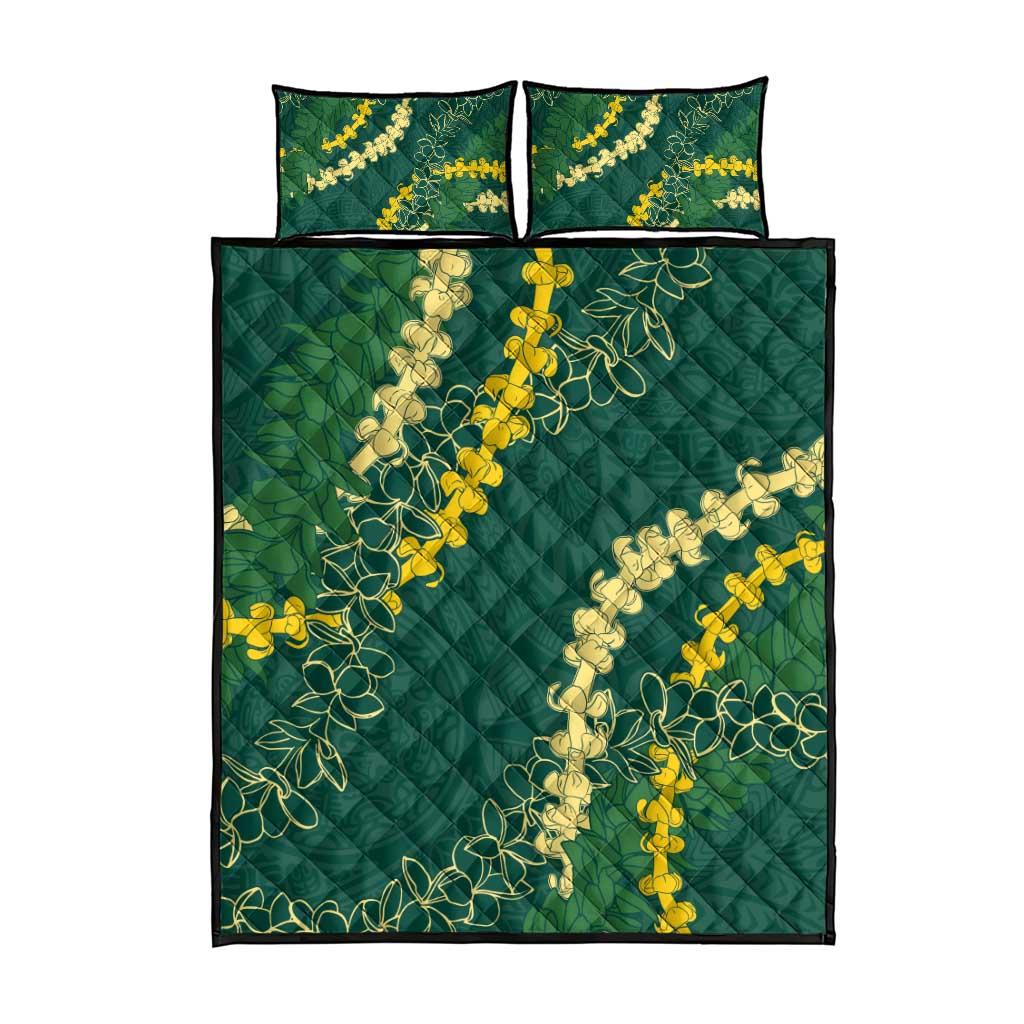 Hawaii Puakenikeni - Maile Lei Quilt Bed Set Sage Green