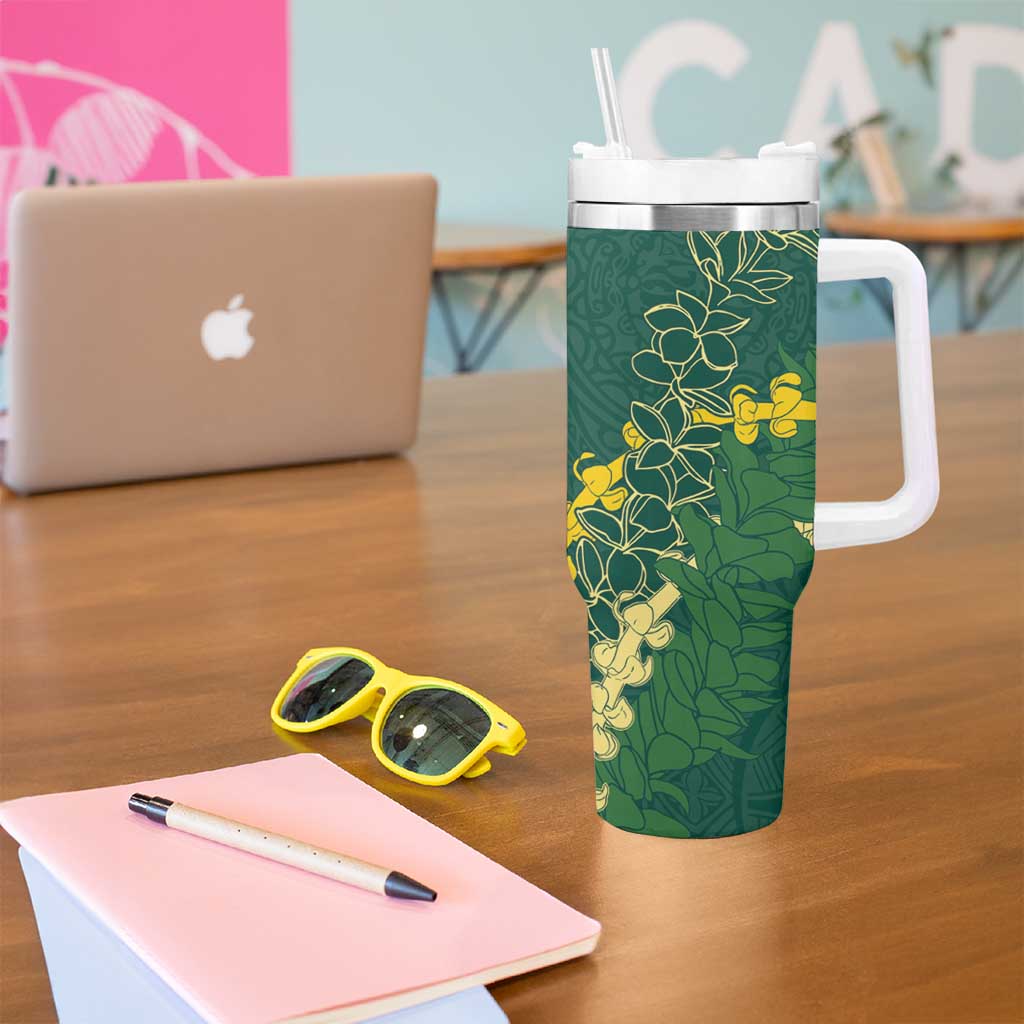 Hawaii Puakenikeni - Maile Lei Tumbler With Handle Sage Green