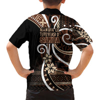 Samoa Siapo Classic Motif Family Matching Short Sleeve Bodycon Dress and Hawaiian Shirt Manuia le tuto’atasi o Samoa Independence Black Style