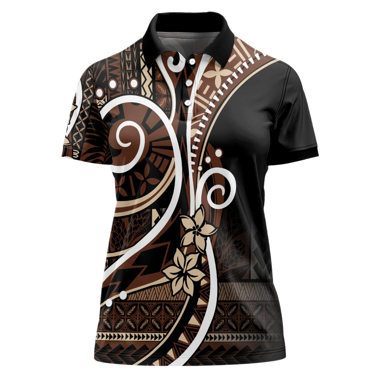 Samoa Siapo Classic Motif Women Polo Shirt Manuia le tuto’atasi o Samoa Independence Black Style