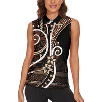 Samoa Siapo Classic Motif Women Sleeveless Polo Shirt Manuia le tuto’atasi o Samoa Independence Black Style
