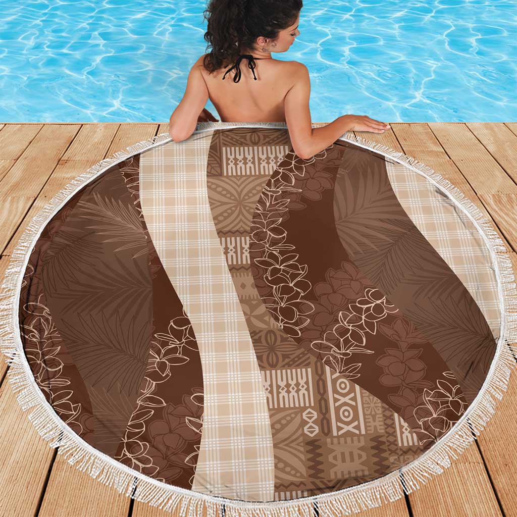 Polynesian Tribal Pattern Patchwork Picturesque Beach Blanket Mocha LT7 - Polynesian Pride