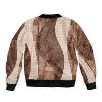 Polynesian Tribal Pattern Patchwork Picturesque Bomber Jacket Mocha LT7 - Polynesian Pride