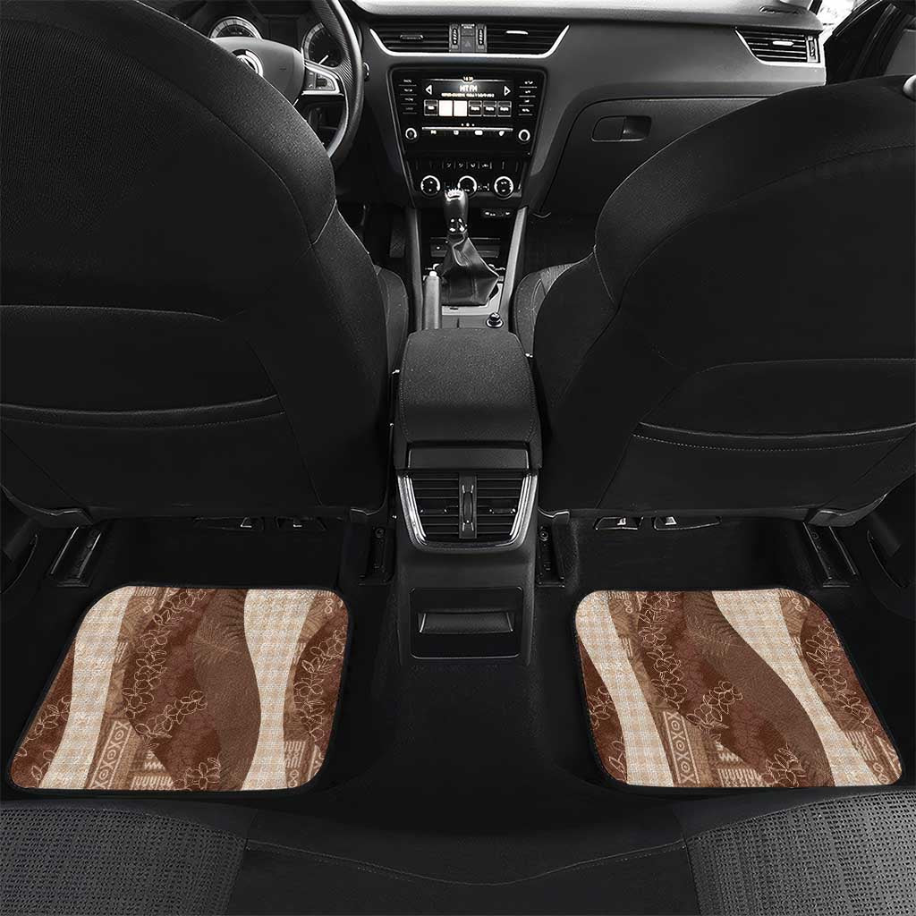 Polynesian Tribal Pattern Patchwork Picturesque Car Mats Mocha LT7 Set 2pcs - Back Mocha - Polynesian Pride