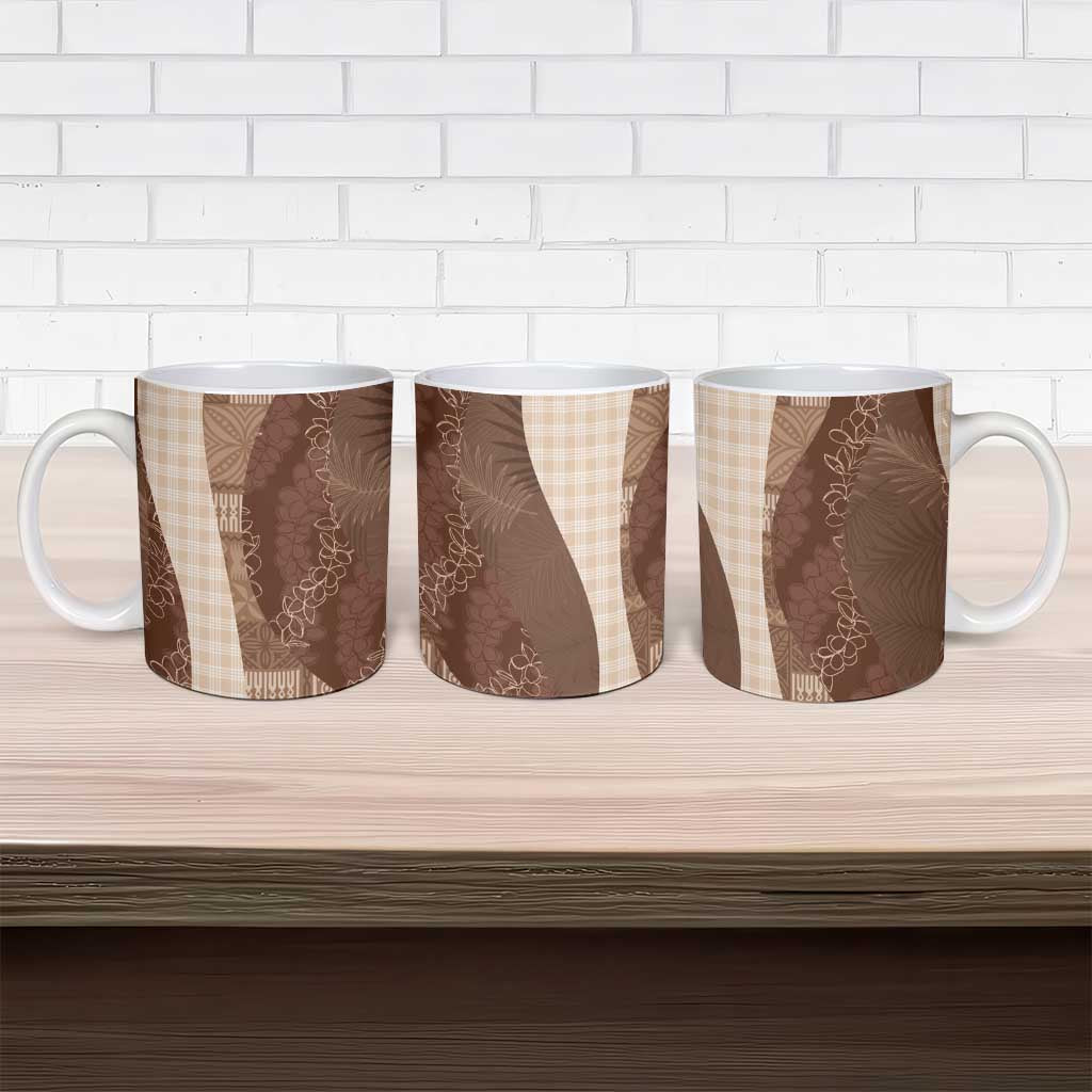 Polynesian Tribal Pattern Patchwork Picturesque Ceramic Mug Mocha LT7 - Polynesian Pride