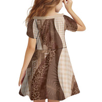 Polynesian Tribal Pattern Patchwork Picturesque Family Matching Off The Shoulder Long Sleeve Dress and Hawaiian Shirt Mocha LT7 - Polynesian Pride