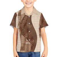 Polynesian Tribal Pattern Patchwork Picturesque Family Matching Off Shoulder Short Dress and Hawaiian Shirt Mocha LT7 Son's Shirt Mocha - Polynesian Pride