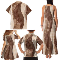 Polynesian Tribal Pattern Patchwork Picturesque Family Matching Tank Maxi Dress and Hawaiian Shirt Mocha LT7 - Polynesian Pride
