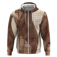 Polynesian Tribal Pattern Patchwork Picturesque Hoodie Mocha LT7 Zip Hoodie Mocha - Polynesian Pride