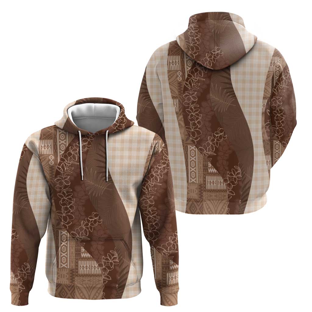 Polynesian Tribal Pattern Patchwork Picturesque Hoodie Mocha LT7 - Polynesian Pride