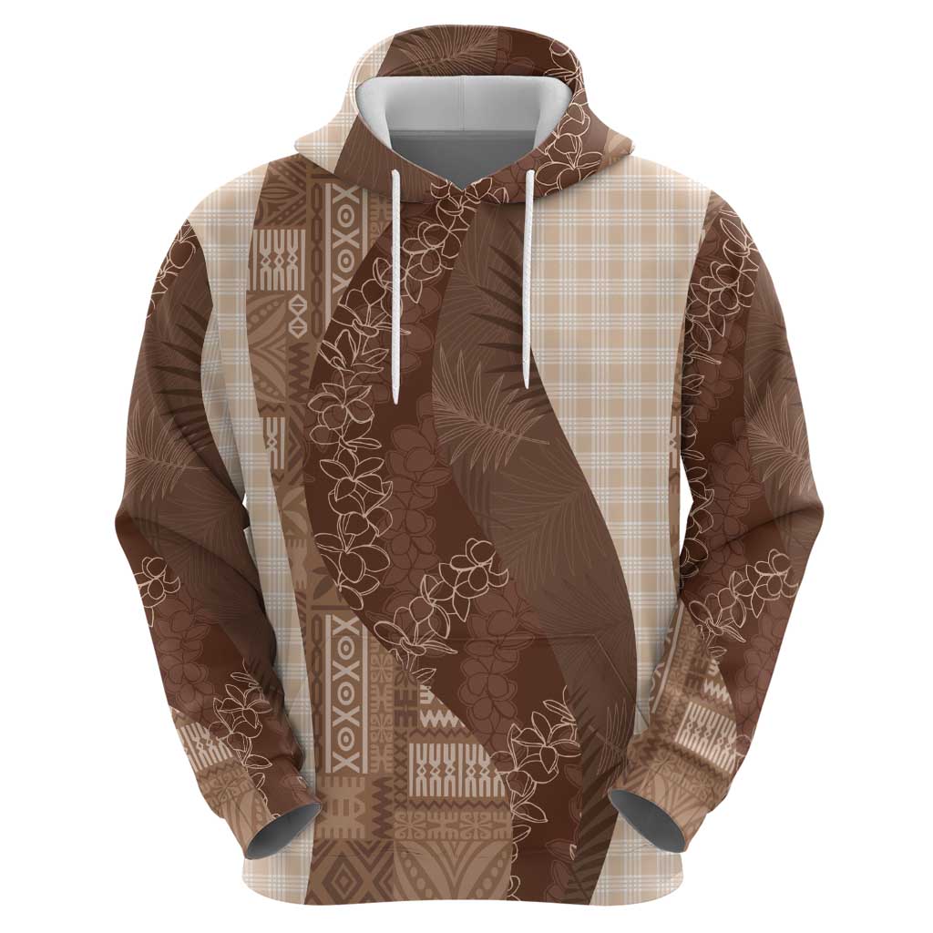 Polynesian Tribal Pattern Patchwork Picturesque Hoodie Mocha LT7 - Polynesian Pride