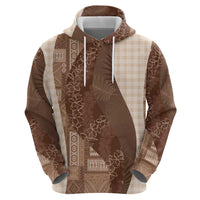 Polynesian Tribal Pattern Patchwork Picturesque Hoodie Mocha LT7 - Polynesian Pride