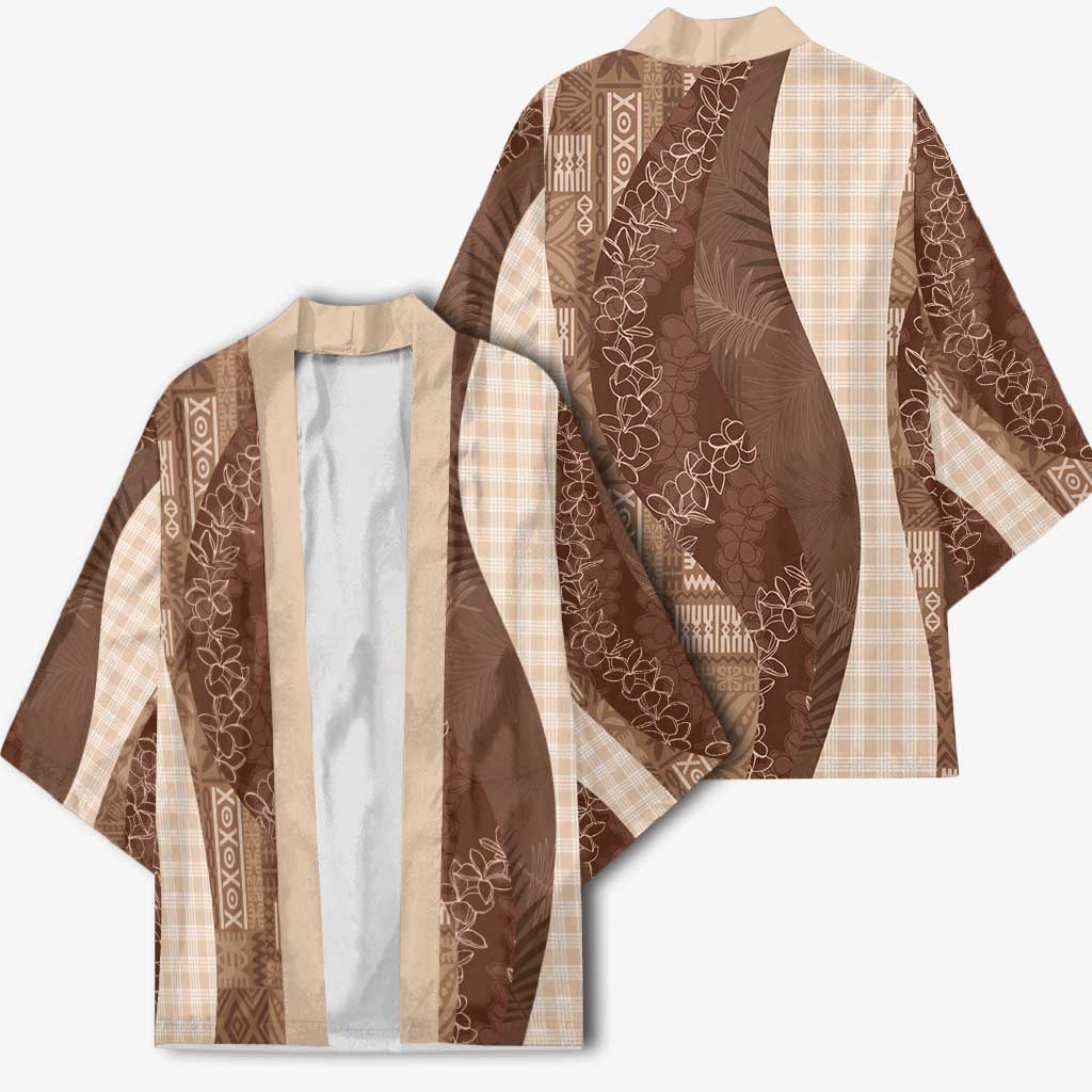 Polynesian Tribal Pattern Patchwork Picturesque Kimono Mocha LT7 - Polynesian Pride