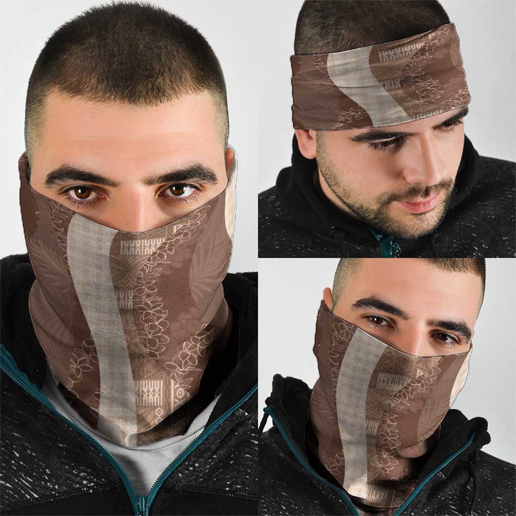 Polynesian Tribal Pattern Patchwork Picturesque Neck Gaiter Mocha LT7 - Polynesian Pride