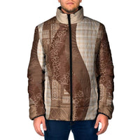 Polynesian Tribal Pattern Patchwork Picturesque Padded Jacket Mocha LT7 Men Mocha - Polynesian Pride