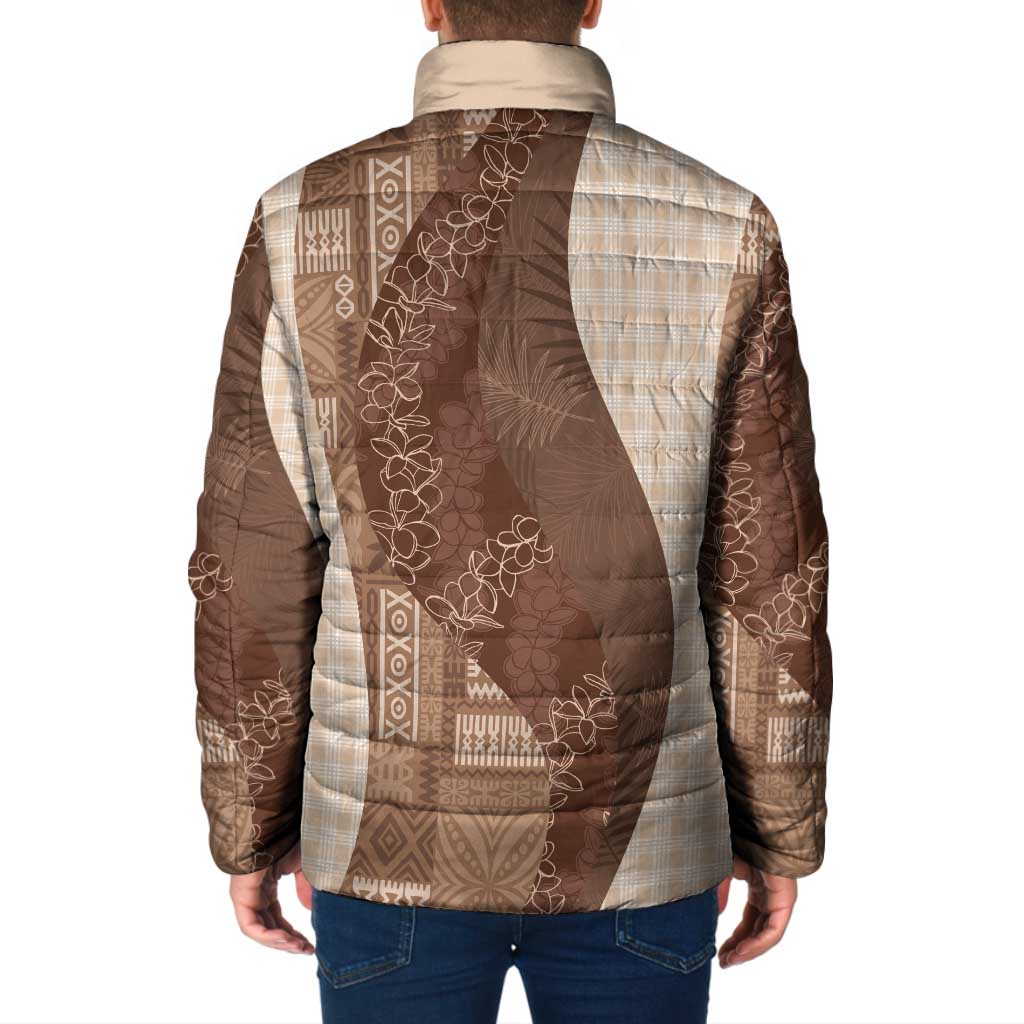 Polynesian Tribal Pattern Patchwork Picturesque Padded Jacket Mocha LT7 - Polynesian Pride