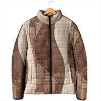 Polynesian Tribal Pattern Patchwork Picturesque Padded Jacket Mocha LT7 - Polynesian Pride