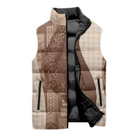 Polynesian Tribal Pattern Patchwork Picturesque Sleeveless Puffer Jacket Mocha LT7 - Polynesian Pride