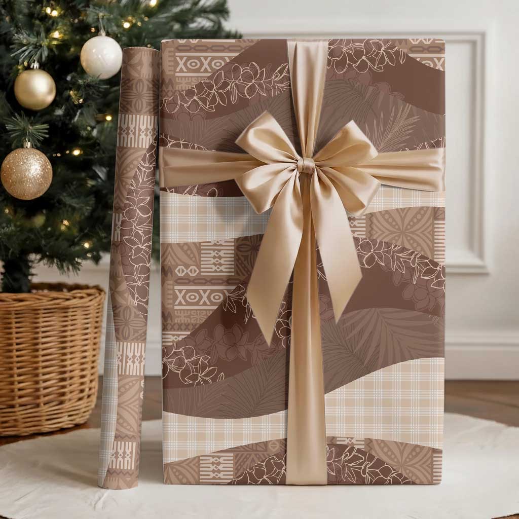 Polynesian Tribal Pattern Patchwork Picturesque Wrapping Paper Mocha LT7 - Polynesian Pride
