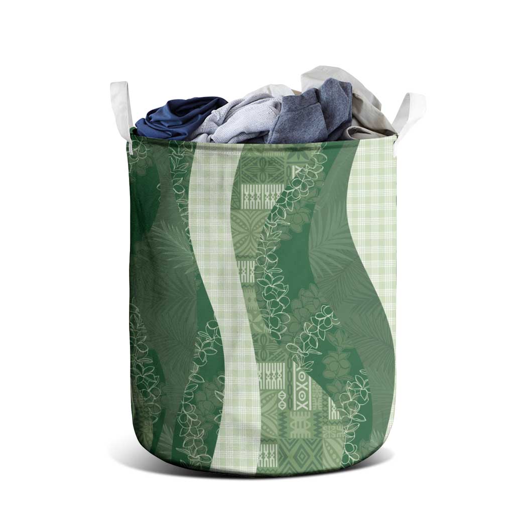 Polynesian Tribal Pattern Patchwork Picturesque Laundry Basket Sage Green LT7 - Polynesian Pride