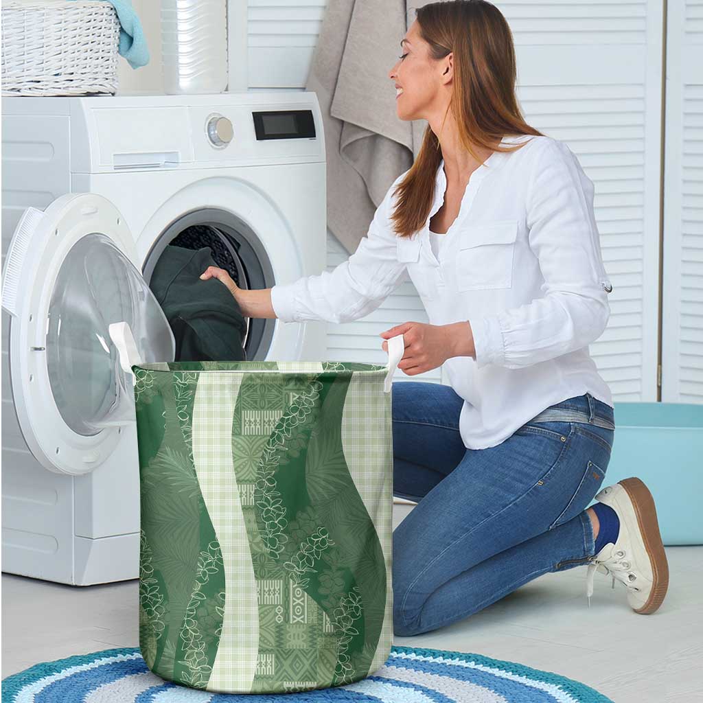 Polynesian Tribal Pattern Patchwork Picturesque Laundry Basket Sage Green LT7 - Polynesian Pride