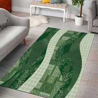 Polynesian Tribal Pattern Patchwork Picturesque Area Rug Sage Green LT7 - Polynesian Pride