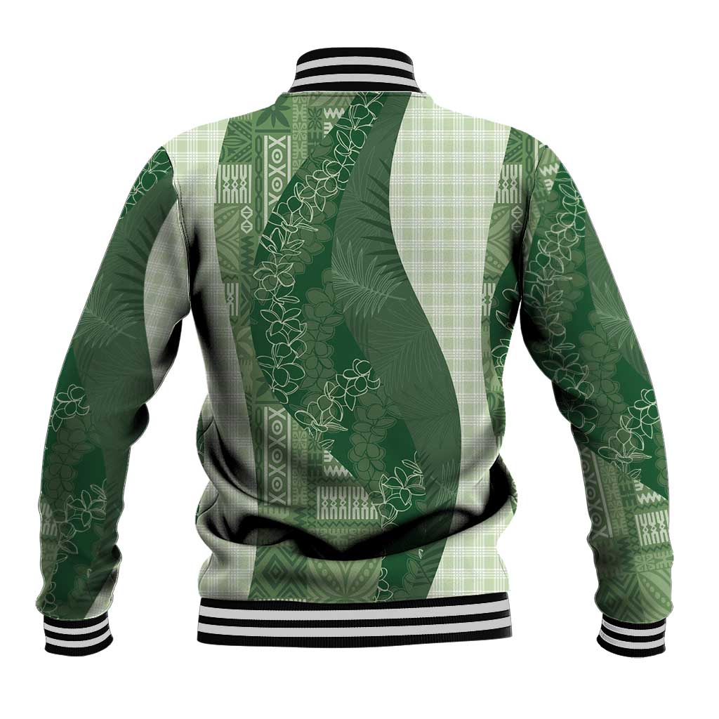 Polynesian Tribal Pattern Patchwork Picturesque Baseball Jacket Sage Green LT7 - Polynesian Pride