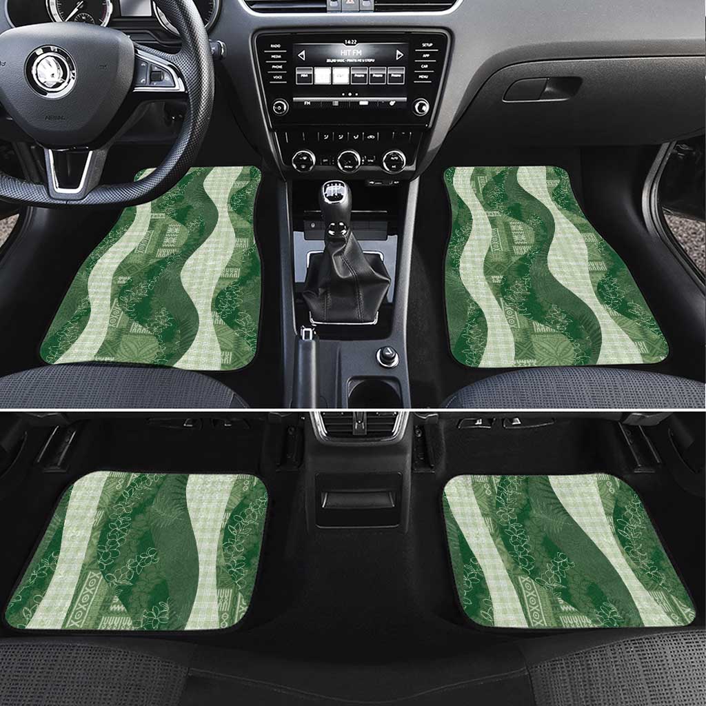 Polynesian Tribal Pattern Patchwork Picturesque Car Mats Sage Green LT7 Set 4pcs Sage Green - Polynesian Pride