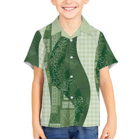 Polynesian Tribal Pattern Patchwork Picturesque Family Matching Summer Maxi Dress and Hawaiian Shirt Sage Green LT7 Son's Shirt Sage Green - Polynesian Pride