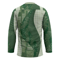 Polynesian Tribal Pattern Patchwork Picturesque Hockey Jersey Sage Green LT7 - Polynesian Pride