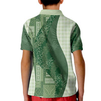 Polynesian Tribal Pattern Patchwork Picturesque Kid Polo Shirt Sage Green LT7 - Polynesian Pride
